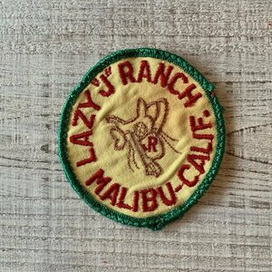 【7.7㎝×7.4㎝】LAZYJRANCH 動物 刺繍ワッペン 黄色■ビンテージ オールド レトロ アメリカ古着 雑貨 馬 70s パッチ