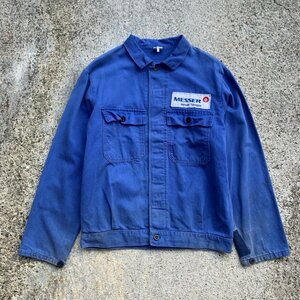 【M/L】Messet Tatragas ユーロワーク ジャケット ブルー 青■ビンテージ オールド レトロ ヨーロッパ古着 コットン 企業 石油会社