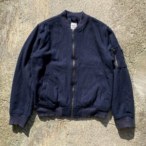 【M/L】2000s GAP ジップアップ ウールジャケット ネイビー 紺無地■ビンテージ オールドギャップ アメリカ古着 MA-1タイプ Y2K