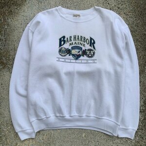 【M/L】SALE!! USA製 Alore マリン柄 プリントスウェット 白■ビンテージ オールド レトロ アメリカ古着 90s レディース トレーナー