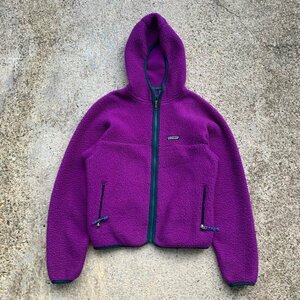 【レディース】USA製 patagonia ジップアップ フリースジャケット パーカー 紫■ビンテージ アメリカ古着 パタゴニア キッズ 子供服