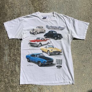 【M/L】FORD アメ車 プリントTシャツ ホワイト 白■ビンテージ オールド レトロ アメリカ古着 コットン ギルダン クラシックカー 旧車