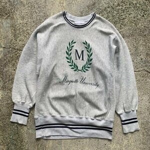 【M/L】90s USA製 University Place リバースウィーブタイプ カレッジプリント スウェット グレー■ビンテージ アメリカ古着 トレーナー