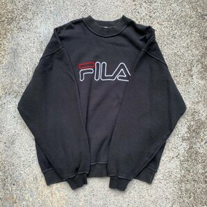 【L/XL】SALE!! カナダ製 FILA ロゴ刺繍 スウェット ブラック 黒■ビンテージ オールド レトロ アメリカ古着 90s フィラ トレーナーの画像5