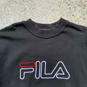 【L/XL】SALE!! カナダ製 FILA ロゴ刺繍 スウェット ブラック 黒■ビンテージ オールド レトロ アメリカ古着 90s フィラ トレーナーの画像3