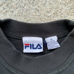 【L/XL】SALE!! カナダ製 FILA ロゴ刺繍 スウェット ブラック 黒■ビンテージ オールド レトロ アメリカ古着 90s フィラ トレーナーの画像4