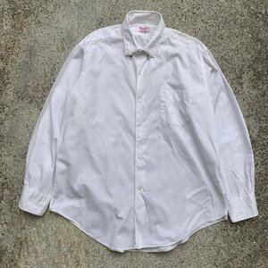 【L/XL】日本製 Wedgefield 長袖シャツ 白■ビンテージ オールド レトロ アメリカ古着 60s/70s 白シャツ オールコットン