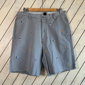 【W33】SALE!! J.CREW 旗 刺繍入り ショートパンツ グレー■ビンテージ オールド アメリカ古着 ジェイクルー ショーツ マリン