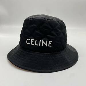 【極美品・希少】 CELINE セリーヌ ロゴ バケットハット ハット キャップ 帽子 キルティング ナイロン ブラック 黒 現行モデル