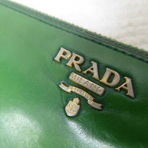 PRADA プラダ レザー ラウンドファスナー 長財布 グリーン 定形外郵便全国一律510円 B2-Aの画像6