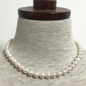 22 本真珠 ネックレス パール pearl necklace jewelry accessory SV silver 8.0-8.5mm 45.5cm 