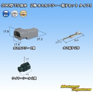 住友電装 090型 TS 防水 2極 オスカプラー・端子セット タイプ1