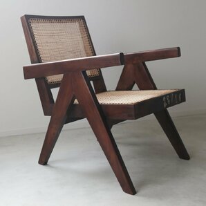 ＜数量限定B品＞ピエールジャンヌレ オフィスチェア オールドチーク 古材 Pierre Jeanneret Easy Chair V-leg OUTLET 競りの画像1