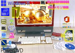 ☆VN770NSR/Win11Home 23H2/超高速/WXFZ9801/新品SSD1TB+SSHD1TB/新品メモリ16GB/第4世代 i7/VN770/office 2021搭載/Blu-ray/リカバリ済