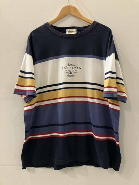 90s Eddie Bauer マルチボーダー Tシャツ Lサイズ 半袖 美品