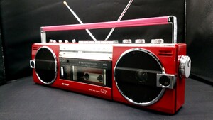 SHARP sharp stereo radio-cassette Showa Retro red 