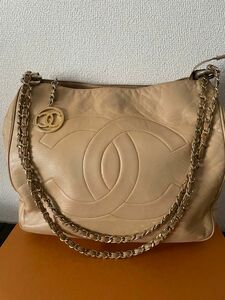 シャネル CHANEL チェーンショルダー バッグ ココマーク　ベージュ