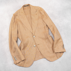  brilliant . design [ARTISAN]linen silk . jacket L size Brown metal . five fox highest peak aruchi The n men's control 2183