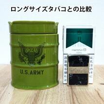 ドラム缶灰皿 喫煙具 ARMY タバコ グリーン 小物入れ アーミー ミリタリー おしゃれ インテリア ペン立て かっこいい アメリカン メンズ_画像5