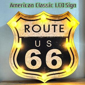 アメリカン クラシック LED Sign ガレージ ROUTE66 ガレージグッズ ルート66 電飾看板 インテリア アンティーク アメリカン