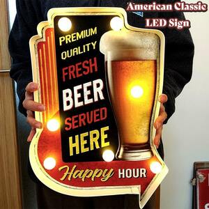 電飾看板 LED Sign ビール アメリカン クラシック FRESH BEER 壁掛け 照明 雑貨 おしゃれ アンティーク お酒 かっこいい 店舗