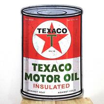 ブリキ看板 可愛い US embossed SIGN BIG TEXACO OIL CAN エンボスメタルサイン テキサコ 正規ライセンス品 ガレージ プレート 壁飾り_画像1