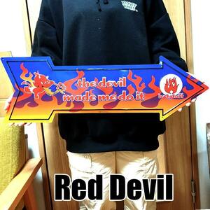 ブリキ看板 レッドデビル アロー メタルサイン Red Devil 炎 かっこいい 矢印 ガレージ プレート アメリカン 雑貨 壁飾り アンティーク