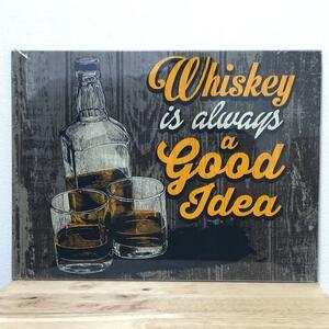 木製 看板 ウッドボード Whiskey is a Good Idea ウイスキー バー 飾り お酒 プレート 店舗 おしゃれ アンティーク ビンテージ カフェ
