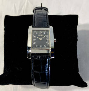 FENDI フェンディ 腕時計 スクエアフェイス 7000L レディース ファッション 小物 ブランド 動作品 本革 ブラック系 アンティーク【ss01】