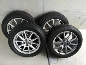 ★21製バリ溝★社外アルミホイール15×6J PCD100×5H +45 BRIDGESTONEタイヤ 185/60R15 84H レガシィ インプレッサ Ｗｉｓｈプリウス XV★