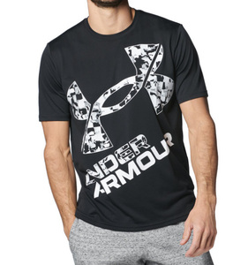 UA Tec XL Logo Short рукав футболка [1384796-001] черный × белый мужской L размер 