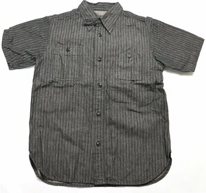 cushman (クッシュマン) Cotton Linen Herringbone Work Shirt / コットンリネンHB 半袖ワークシャツ Lot 25022 美品 チャコール size S