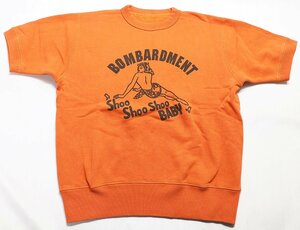 cushman (クッシュマン) S/S Crew Neck Sweat / クルーネック 半袖スウェット “BOMBARDMENT” オレンジ size S