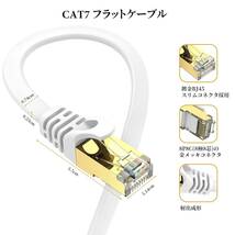 Siricook LANケーブル 15m CAT7準拠 有線ケーブル フラット 薄型 隙間用 ランケーブル 15メートル 白 イン_画像4