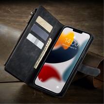 iPhone11 レザーケース iPhone 11 カバー アイフォン11 ケース 6.1 インチ 手帳型 カード収納 お財布付き ブラック_画像4