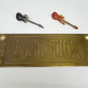 BUCK-TICK　ギターピンバッジ2種、および悪の華　オフィシャルメタルプレート　ビンテージ当時物ジャンク品