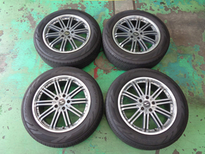 7.5J-18インチ 5H114.3 +42 S-HOLD 225/60R18 ADVAN V03 中古 ホイール タイヤ 4本 RAV4などに♪