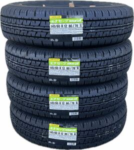 24年製！夏タイヤ！送料込み！145/80R12 80/78N(145R12/6PR)ダンロップエナセーブVAN01新品4本　軽トラ　軽バン　ENASAVE