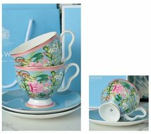 ウェッジウッド wedgwood　洋食器 花柄　インテリア　ティーカップ　ソーサー　2客セット　コーヒー プレゼント　ブルー b557_画像4