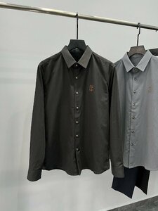 ブルネロクチネリ　BRUNELLO CUCINELLI メンズ　シャツ　ビジネス　長袖　刺繍ロゴ　M-XXL　サイズ選択可能　ブラック b325