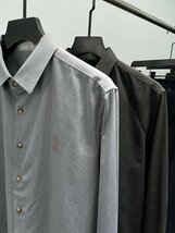 ブルネロクチネリ　BRUNELLO CUCINELLI メンズ　シャツ　ビジネス　長袖　刺繍ロゴ　M-XXL　サイズ選択可能　ブラック b325_画像8