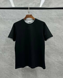 ブルネロクチネリ　BRUNELLO CUCINELLI メンズ　Tシャツ　半袖　無地　シンプル　新品　M-3XL　サイズ選択可能　ブラック b130
