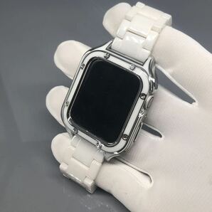 ホワイト アップルウォッチバンド ステンレスベルト セラミック 保護 画面保護 カバー ケース 40mm 41mm 44mm 45mm Apple Watchの画像6