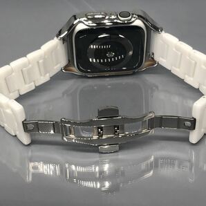 ホワイト アップルウォッチバンド ステンレスベルト セラミック 保護 画面保護 カバー ケース 40mm 41mm 44mm 45mm Apple Watchの画像4