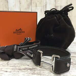 169A HERMES エルメス レザー ブレスレット 茶 ブラウン 小物 【中古】の画像1