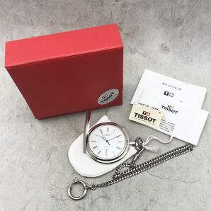 FN12214L【1000円スタート!!】TISSOT ティソ QUARTZ クォーツ 白文字盤 懐中時計 稼働品の画像1