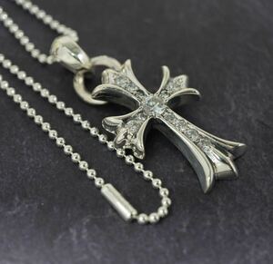 クロムハーツ/CHクロスペンダントwithベイル/カスタムパヴェ/新品加工/ボールチェーン/インボイス/1円から！CHROME HEARTS