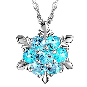  new goods 1 jpy ~* free shipping * snow crystal snow crystal blue topaz platinum finish 925 silver necklace birthday present travel consecutive holidays gift domestic sending 