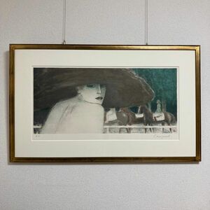 【真作保証】ジャン・ピエール・カシニョール「秋の色」リトグラフ 版画 絵画 美人 直筆サイン 額装