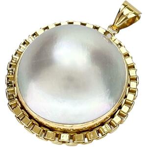  pendant mabe pearl 19.5mm pendant top K18 Gold 9.3g lady's 